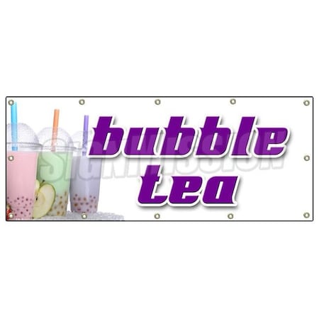 Signmission Bubble Tea Banner Heavy Duty 13 Oz Vinyl with Grommets Single Sided B-120 Bubble Tea